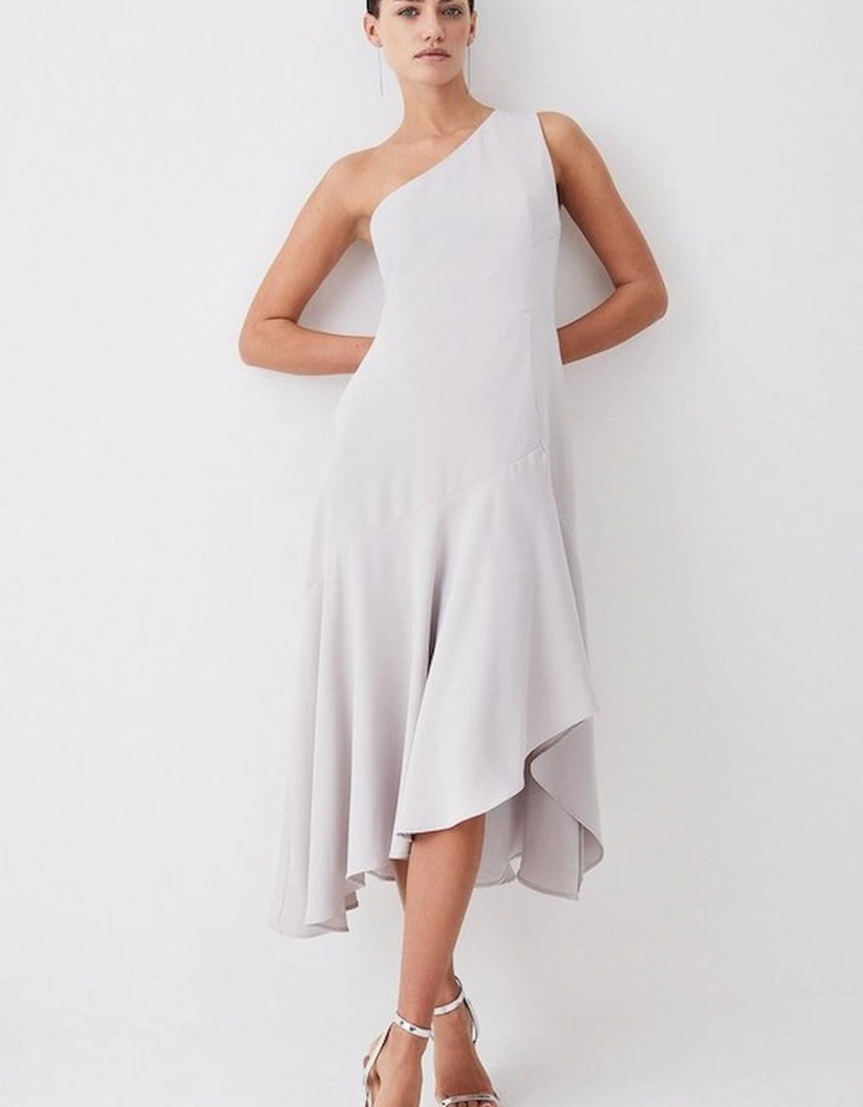 Tall One Shoulder Soft Tailored High Low Midi Dress