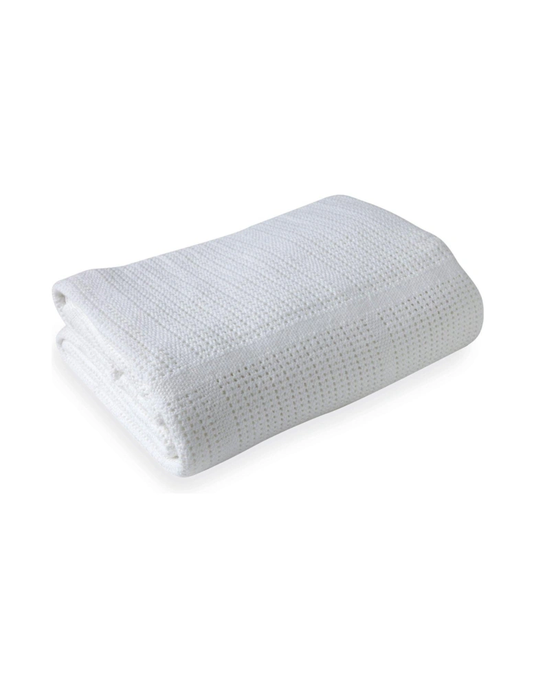 Cellular Pram Blanket - White