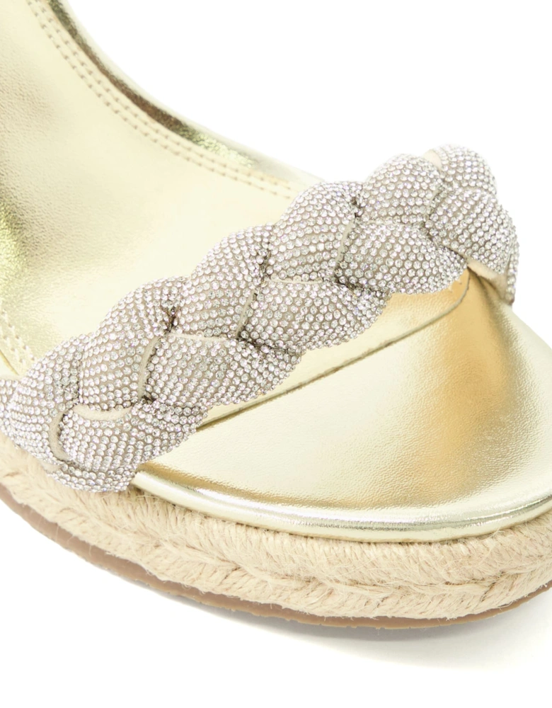Ladies Kingdom - Diamante-Strap Wedge-Heel Sandals