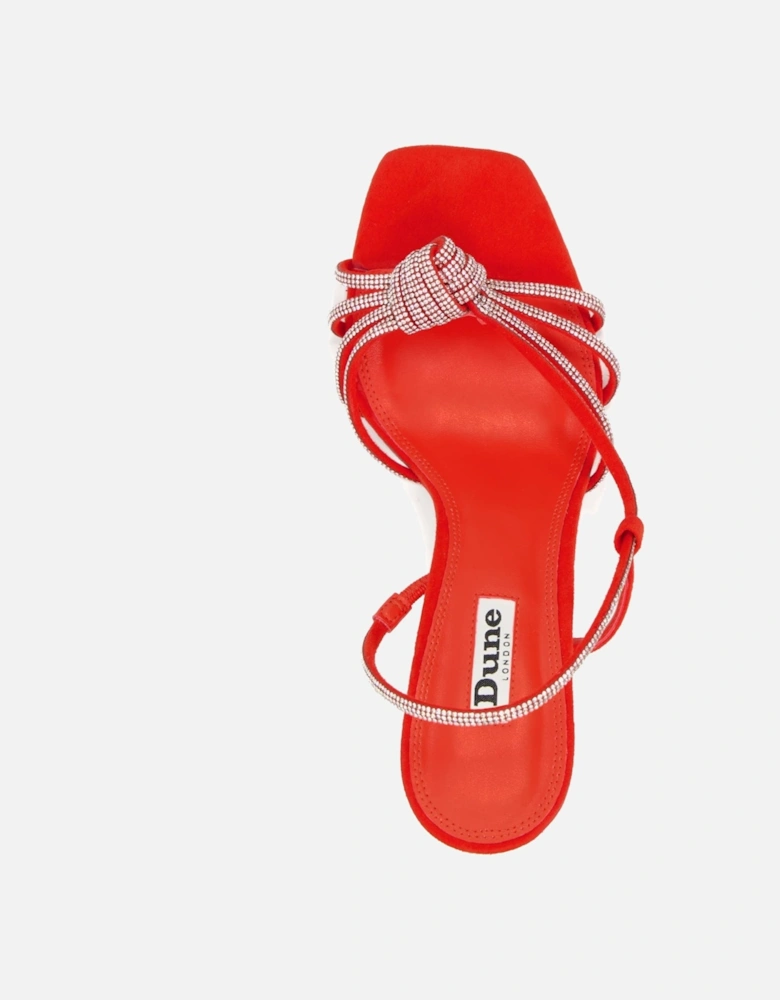 Ladies Meta - Diamante-Knot-Detail Heeled Sandals
