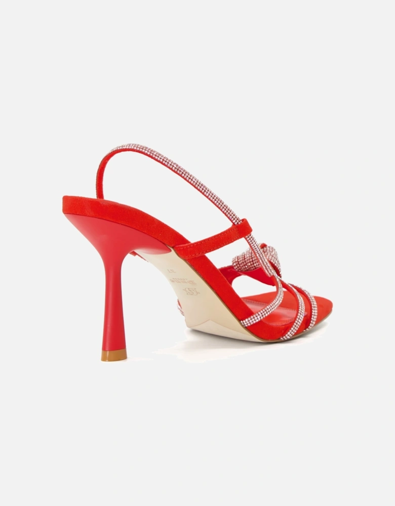 Ladies Meta - Diamante-Knot-Detail Heeled Sandals