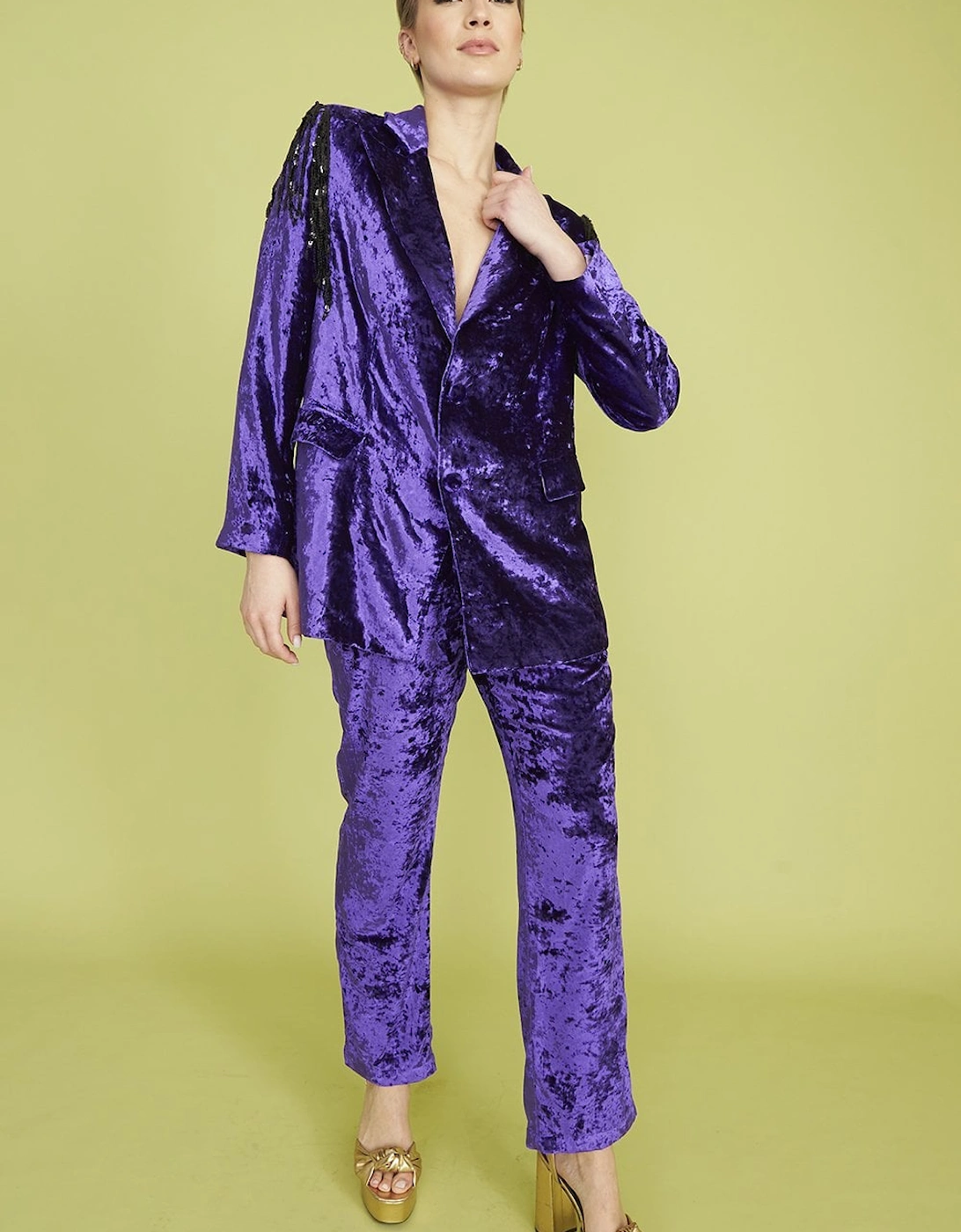 Purple Crushed Velvet Blazer Jacket