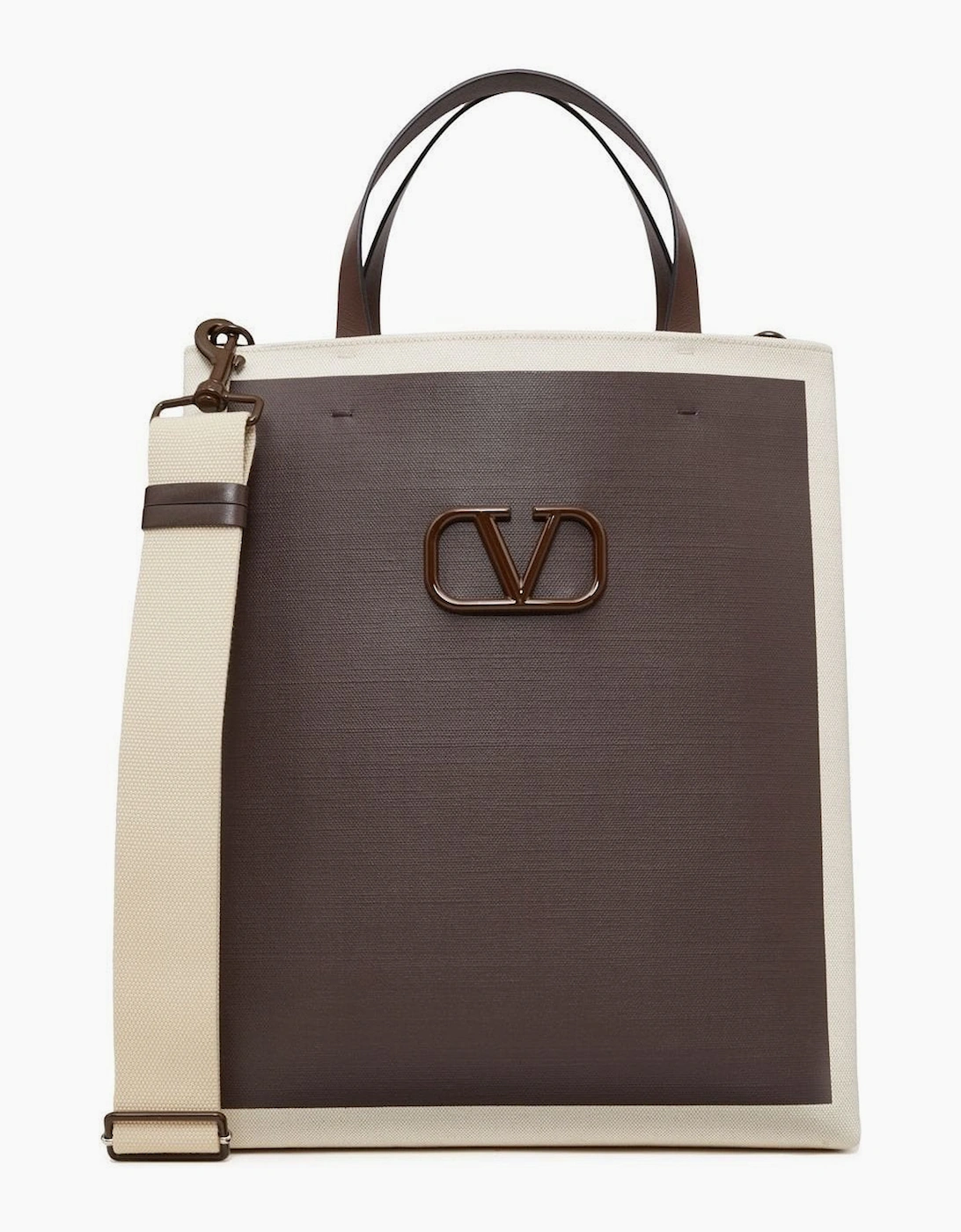 Valentino Men's Vlogo Signature Canvas Tote - Brown - Size: 0