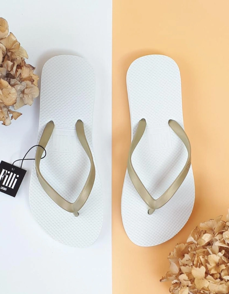 Naked Flip Flops - Gold on White