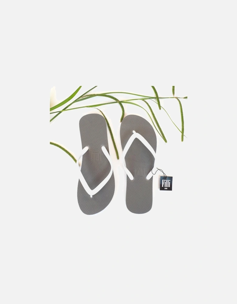 Naked Flip Flops - White on Silver