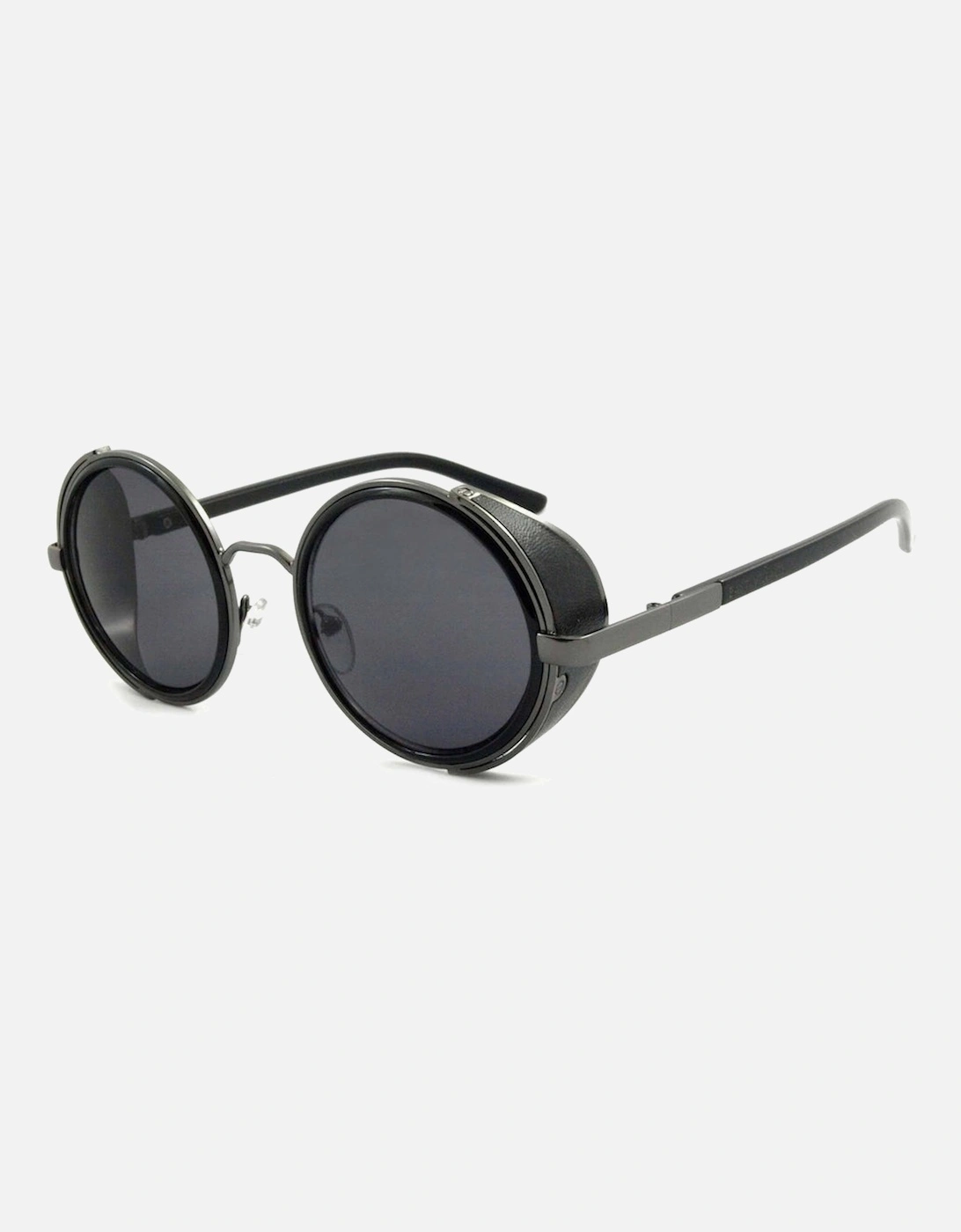 'Freeman' Round Sunglasses With Side Shield In Black, 2 of 1