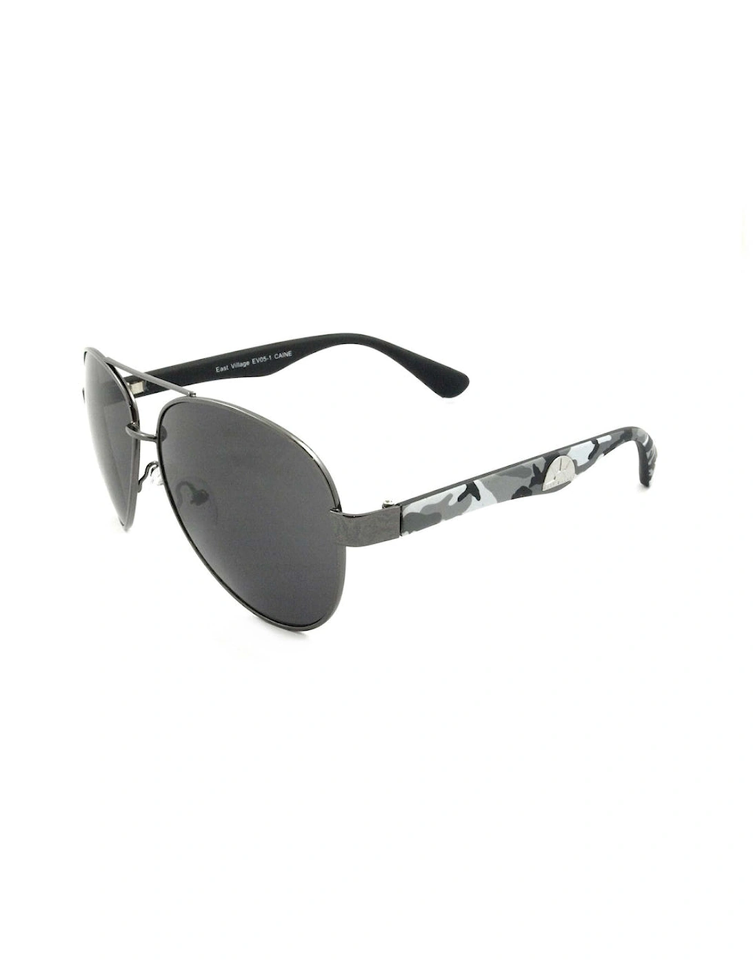 'Caine' Metal Frame Aviator Sunglasses With Grey Camouflage Temples, 2 of 1