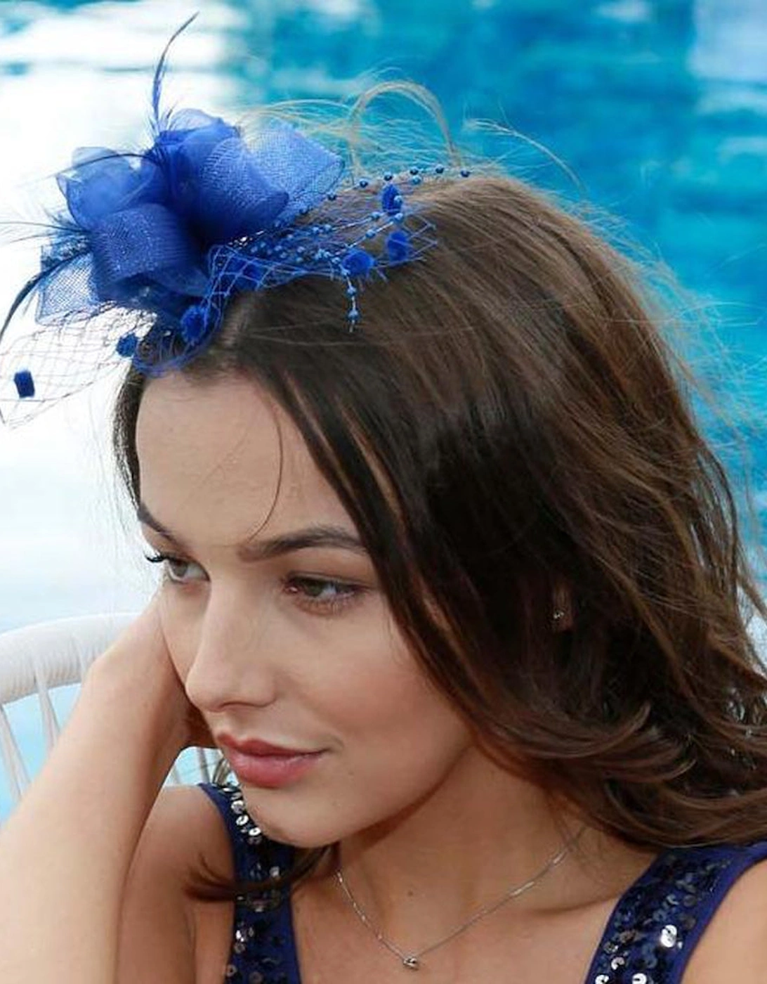 Vida Fascinator - Blue, 4 of 3