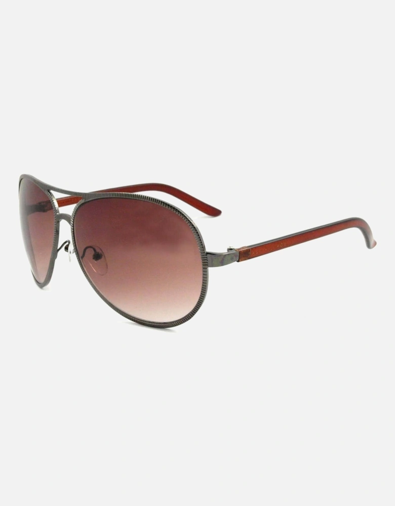 Beveled Edge 'Jagger' Aviator Sunglasses Gunmetal & Crystal Brown