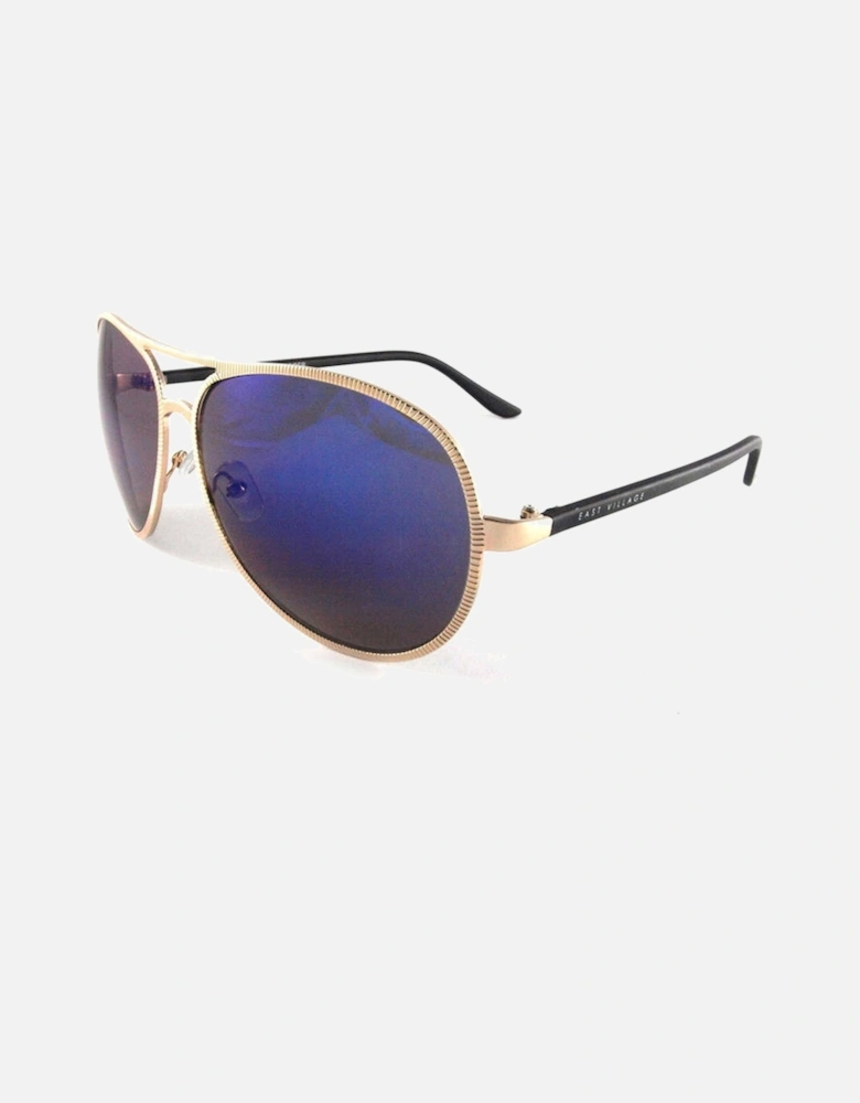 Beveled Edge 'Jagger' Aviator Sunglasses in Light Gold & Black