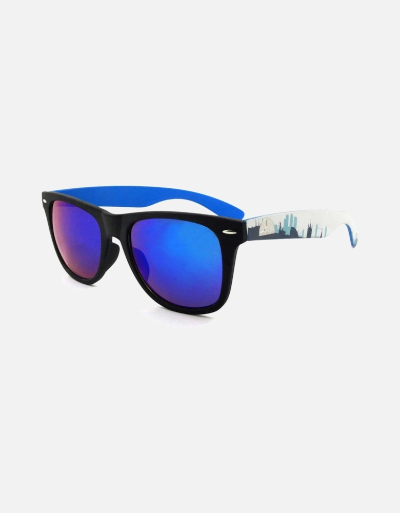 Classic 'Sandler' Retro Sunglasses in Black/blue/skyline