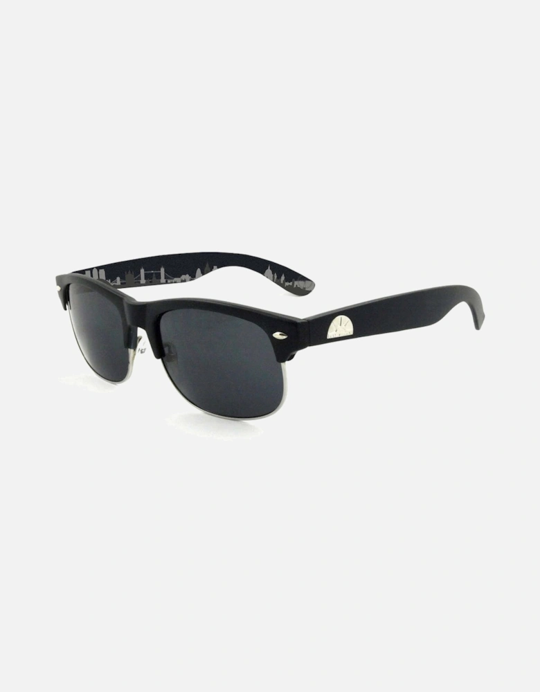 Classic 'Tyson' Retro Sunglasses in Matt Black Rubber With Inner Skyline