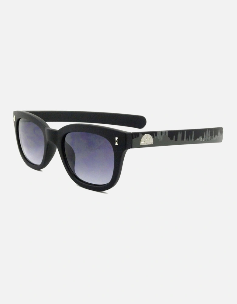 Plastic 'Pacino' Sunglasses In Black With London Skyline Printed On Temples
