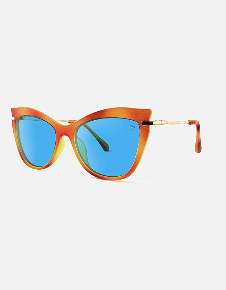 Faceted 'Ischia' Cateye Sunglasses With Metal Temples