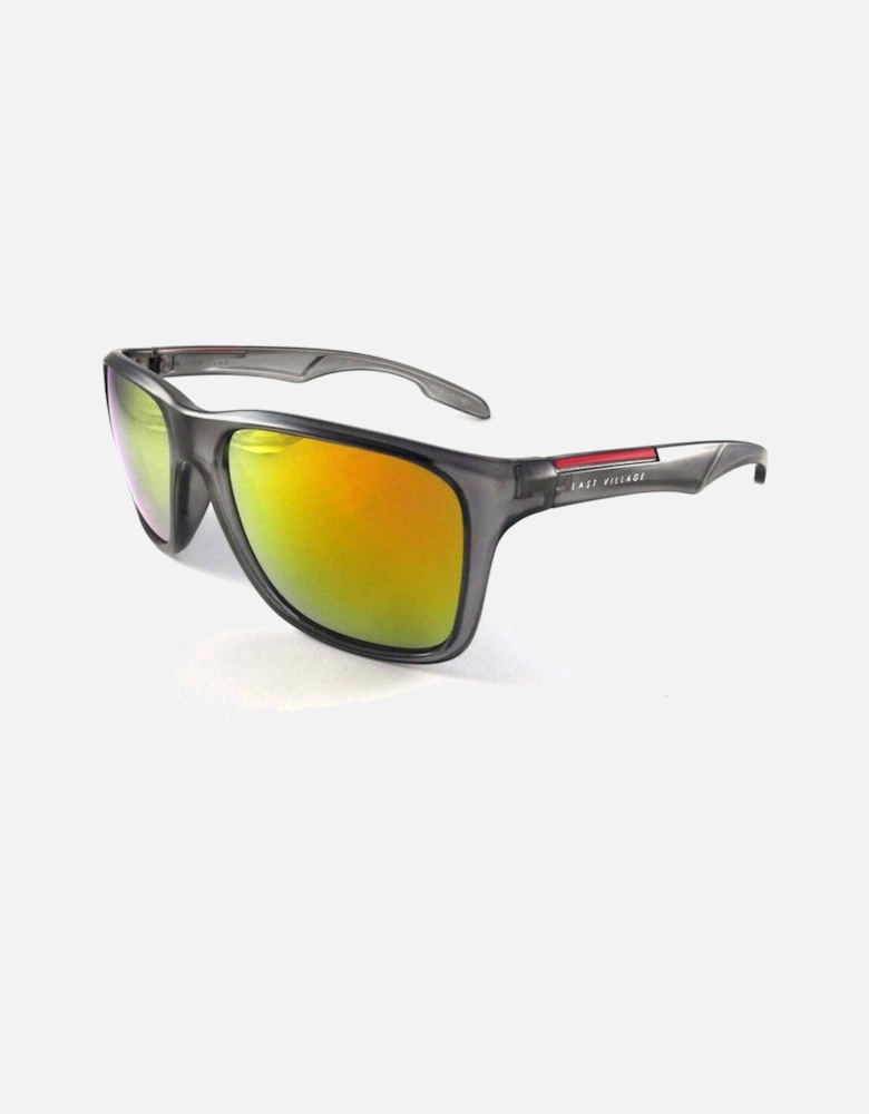 Sporty 'Putney' Square Grey Sunglasses with Revo Lens