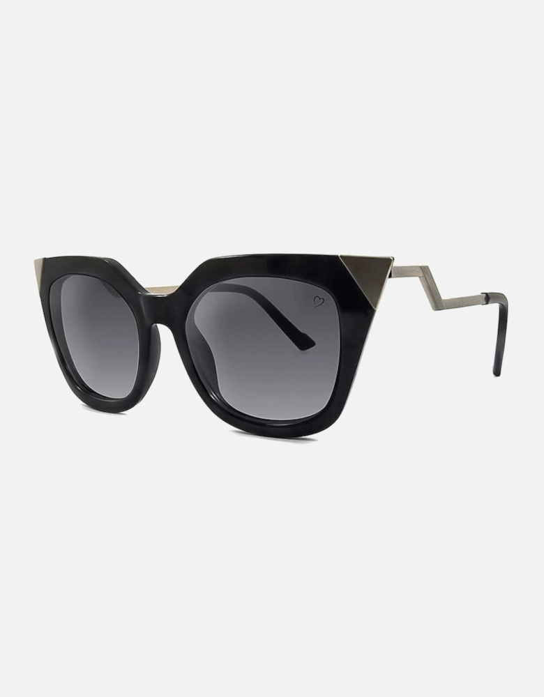 Metal Tip And Angled Temple 'Mykonos' Sunglasses In Black