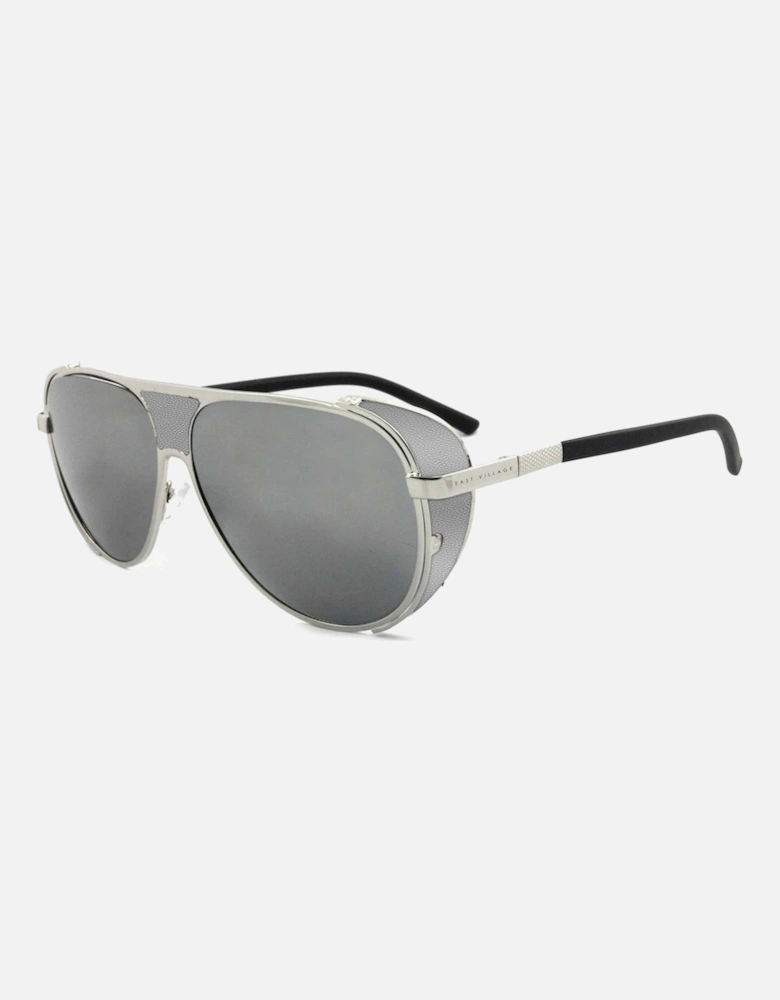 'Jordan' Side Shield Aviator Sunglasses in Silver/black
