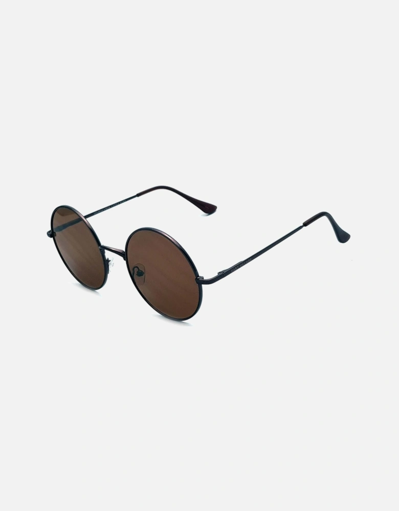 'Journeyman' Metal Round Sunglasses Copper With Brown Lens