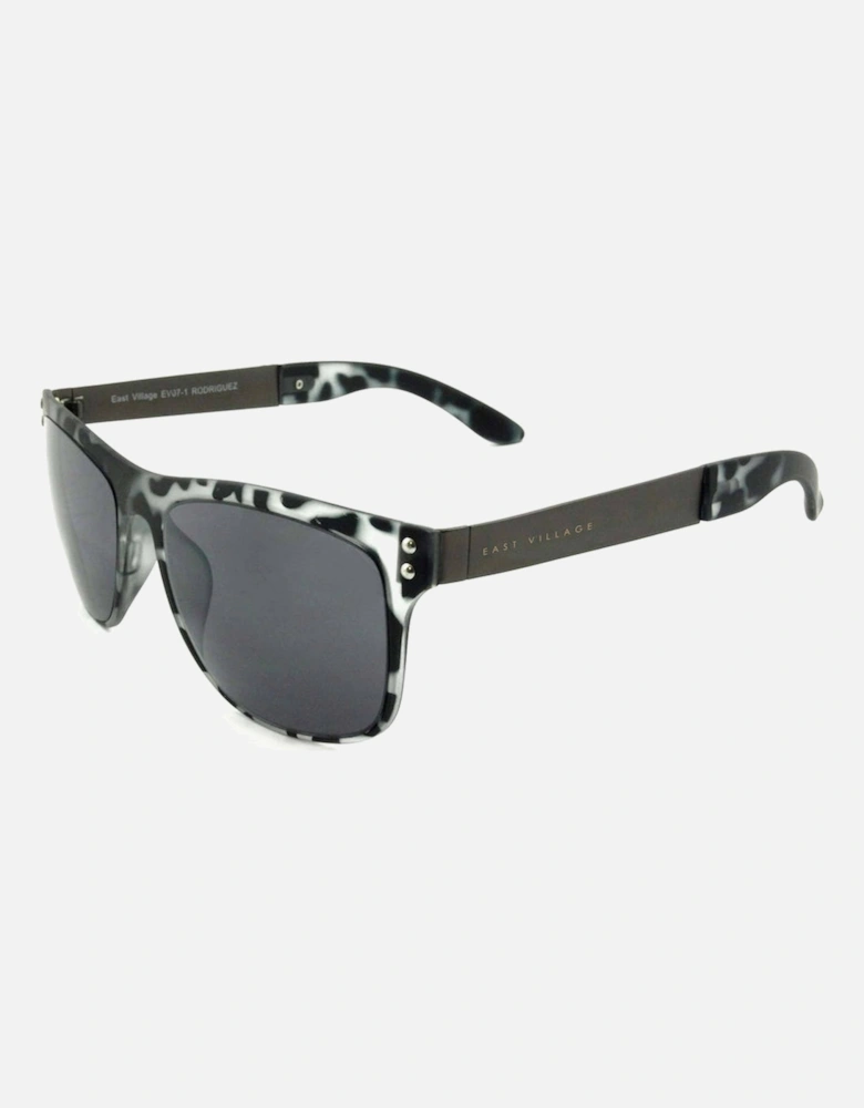 Metal 'Rodriguez' Wayfarer Shape Sunglasses With Black And White Print Frame And Tips