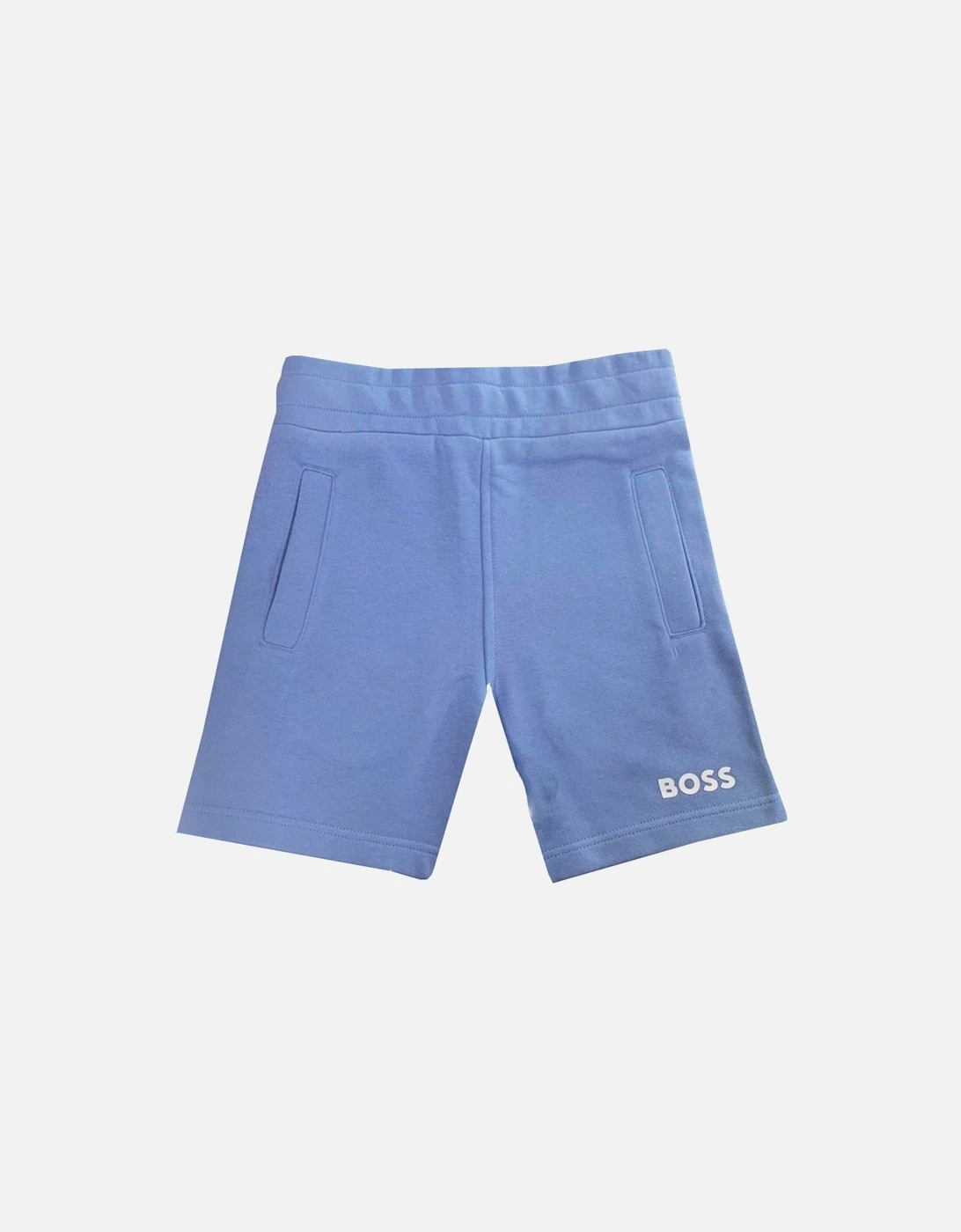 Boy's Light Blue Shorts With White Logo, 4 of 3