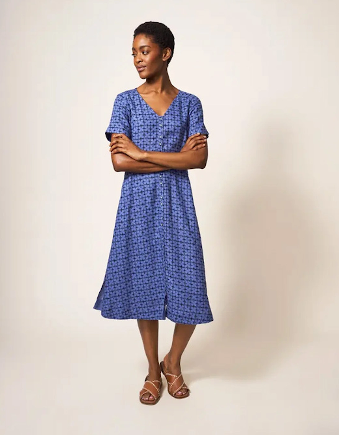 Women's Ivy Linen Mini Dress Blue Multi