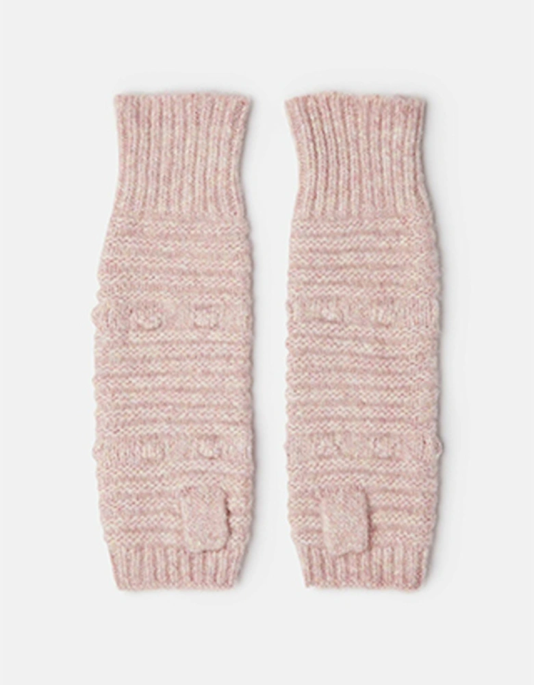 Farrow Knitted Fingerless Gloves Pink Marl