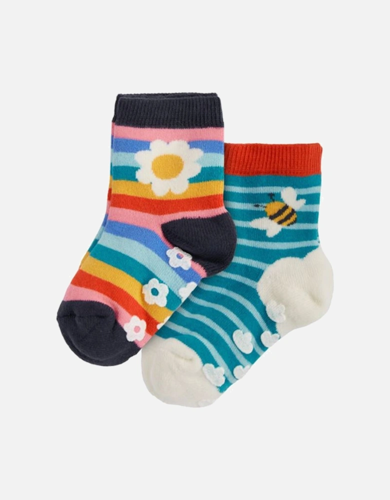 Grippy Socks 2 Pack Rainbow Daisy