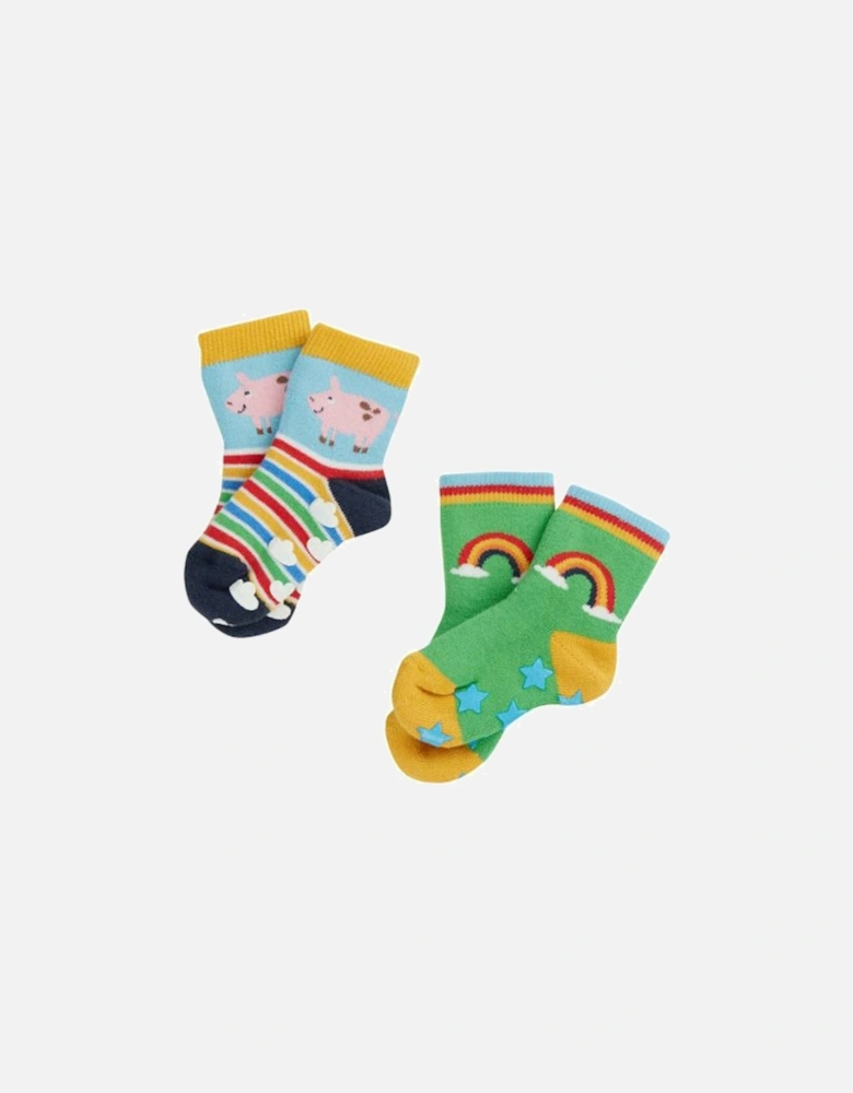 Grippy Socks 2 Pack Rainbow Farm