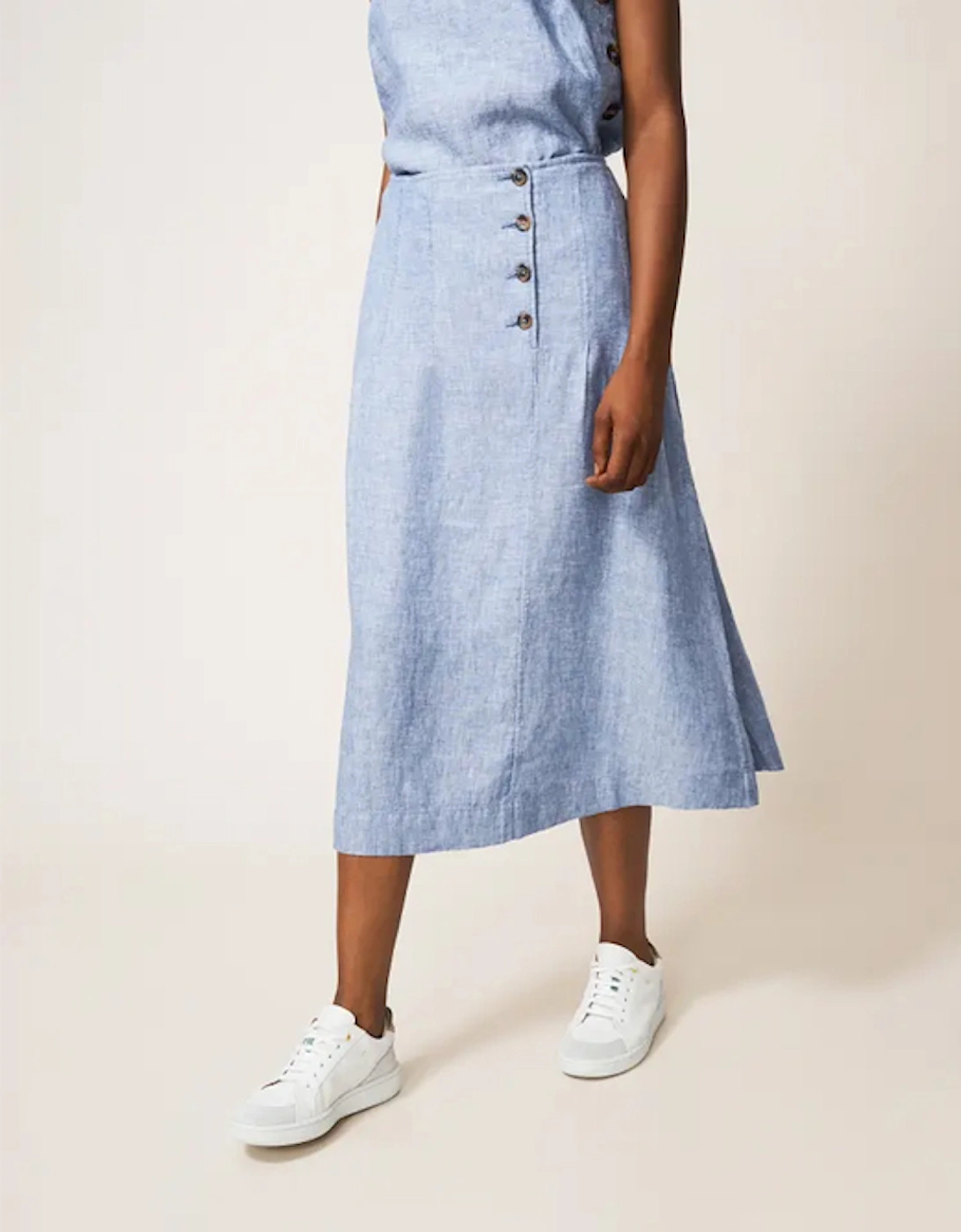 Women's Ciara Linen Skirt Chamb Blue