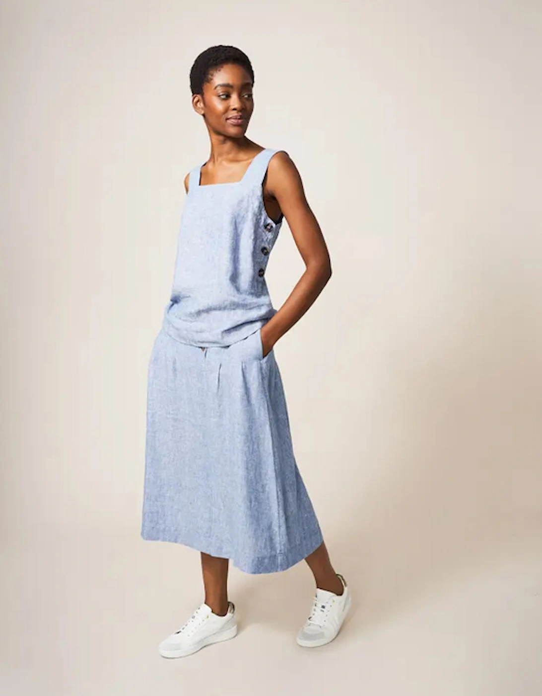 Women's Ciara Linen Skirt Chamb Blue, 5 of 4