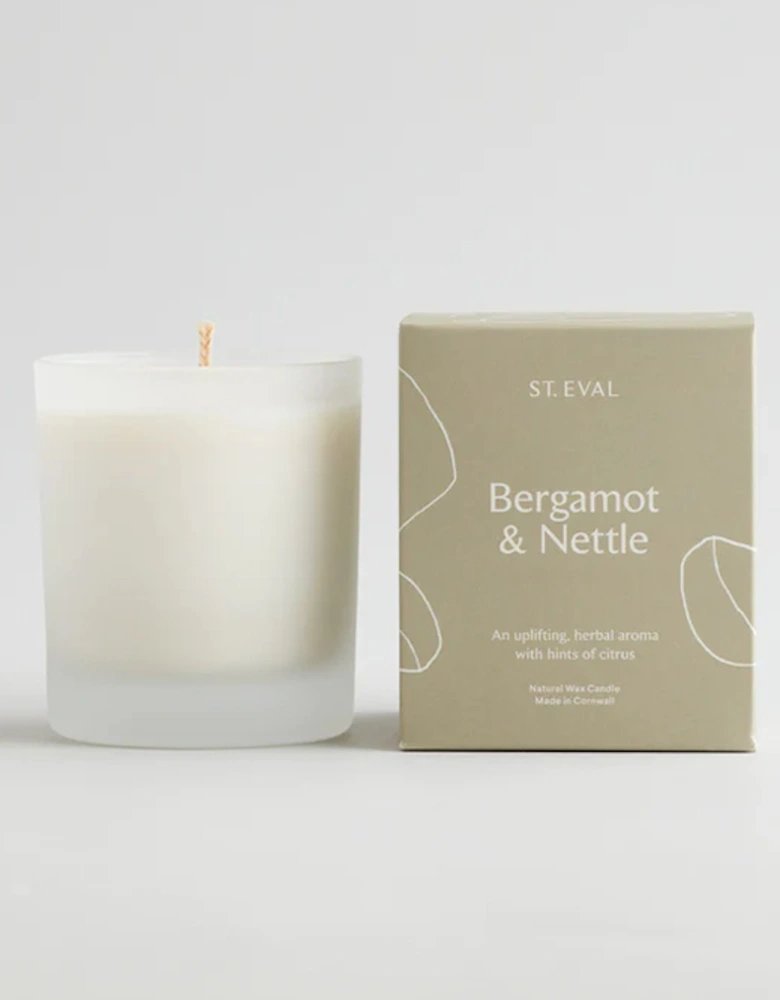 St Eval Lamorna Glass Candle Bergamot and Nettle