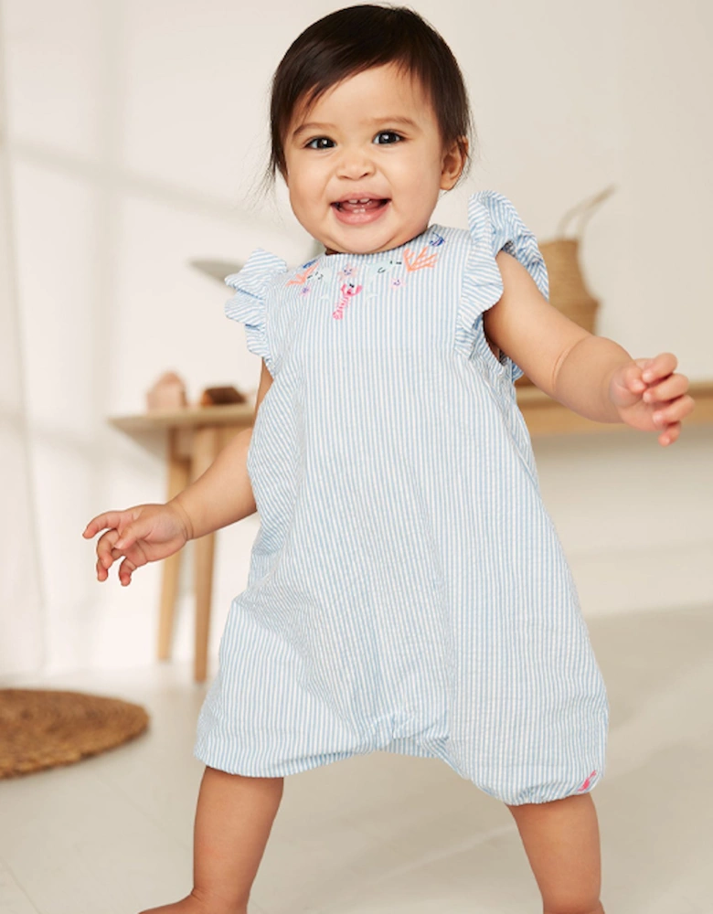 Lilly Woven Romper Blue Stripe