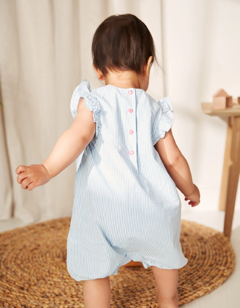 Lilly Woven Romper Blue Stripe