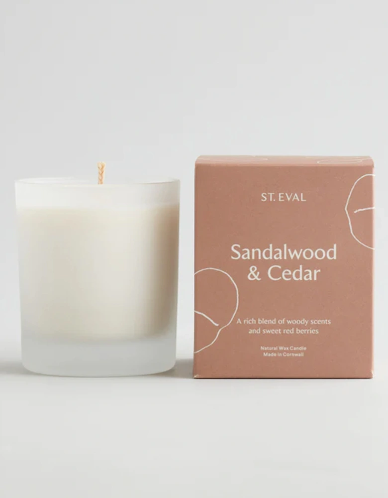 St Eval Lamorna Glass Candle Sandalwood and Cedar