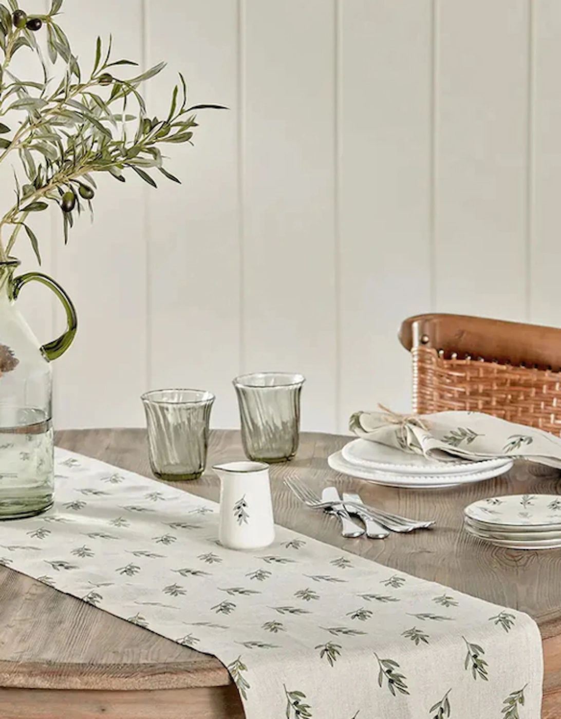 Olive Linen Table Runner