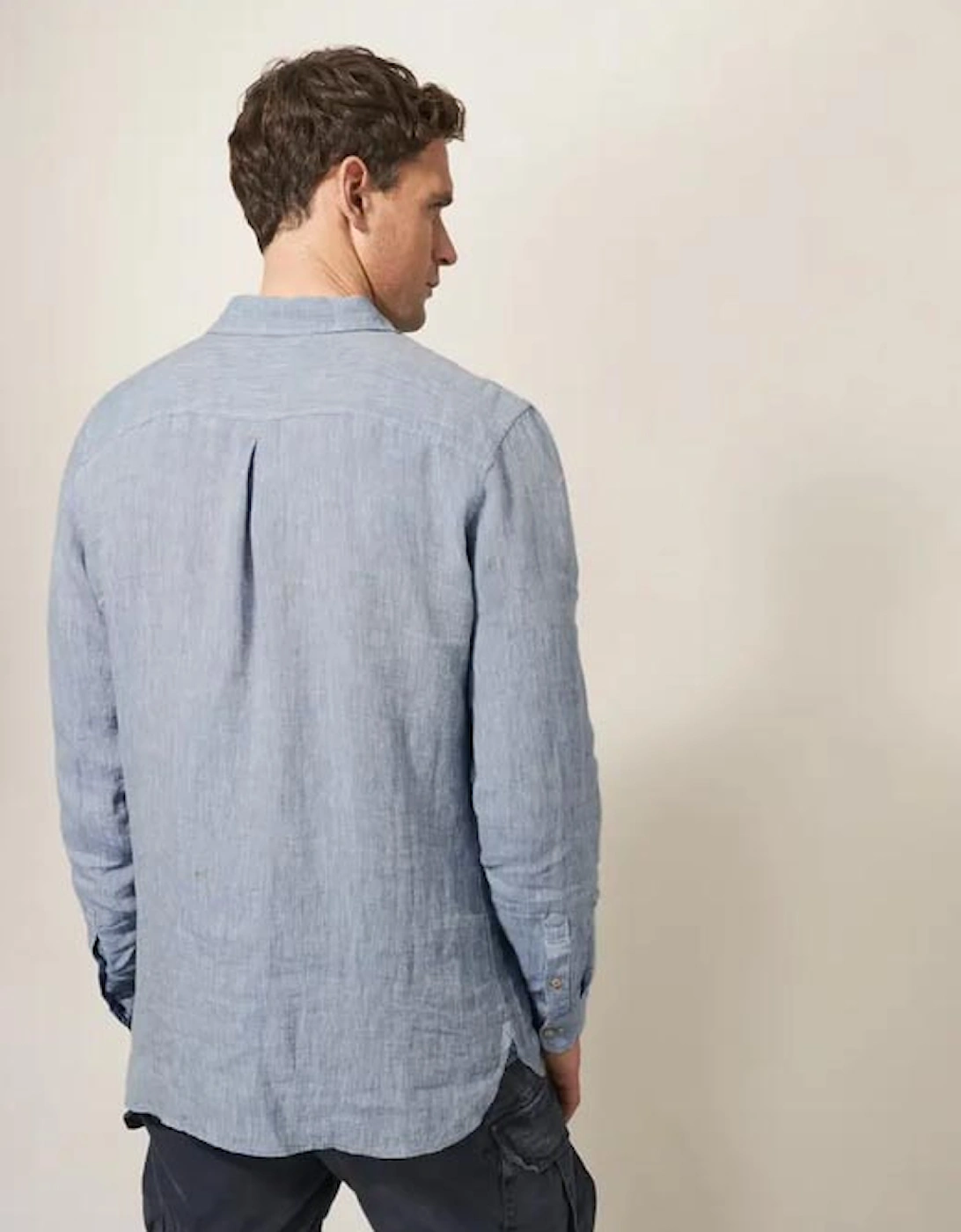 Men's Pembroke Long Sleeve Linen Shirt Chamb Blue
