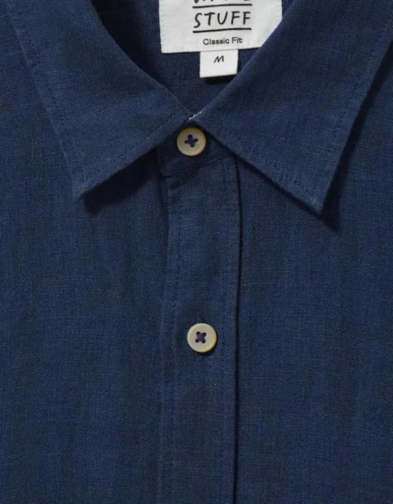 Men's Pembroke Long Sleeve Linen Shirt Dark Navy