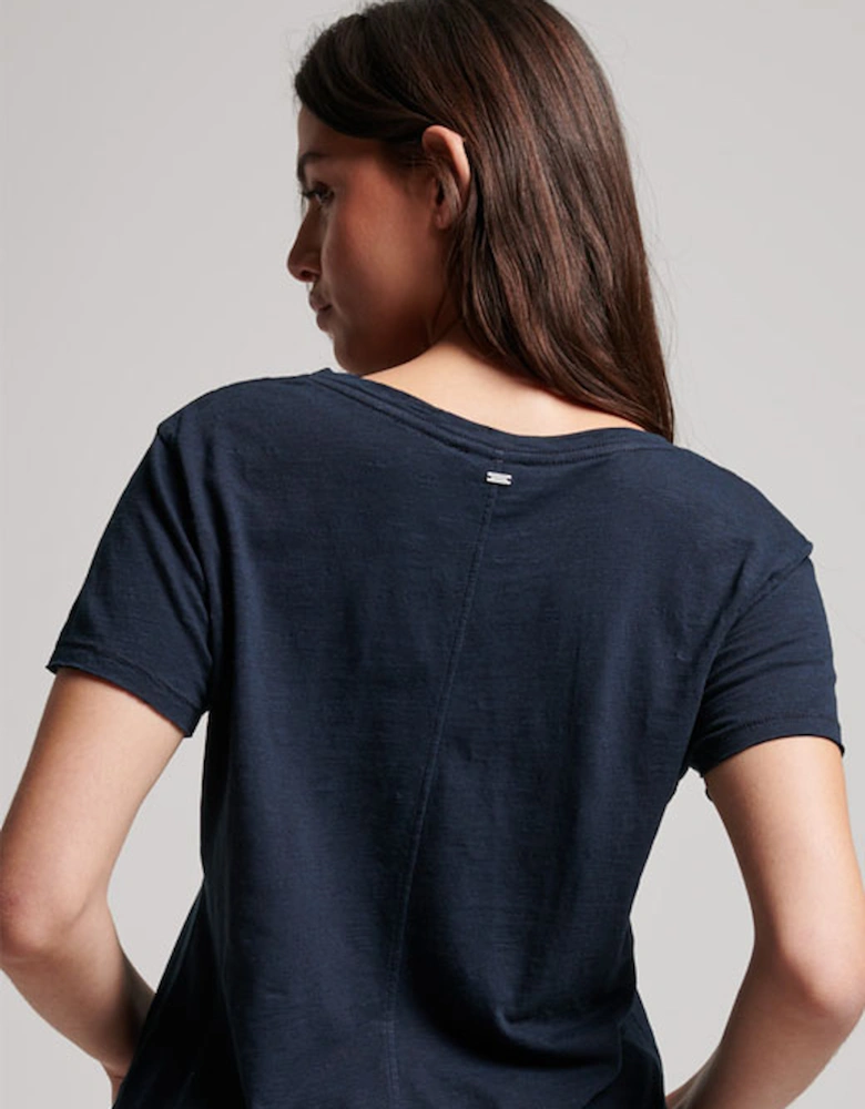 Women's Studios Slub Embroidered Vee Tee Eclipse Navy