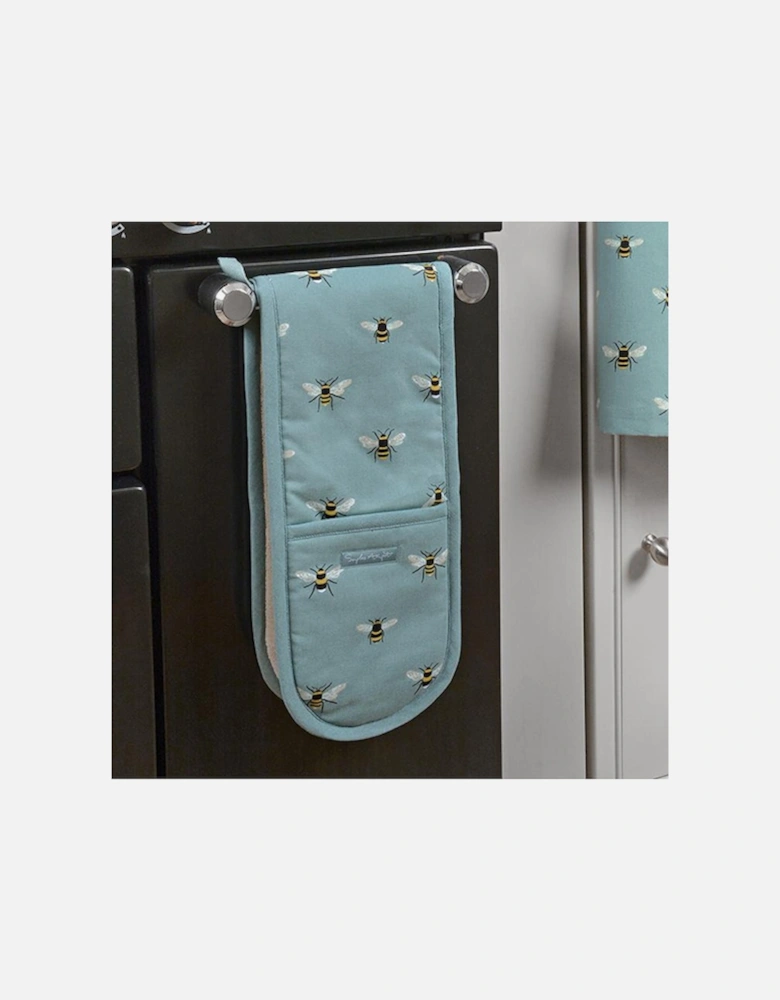Bees Teal Double Oven Glove