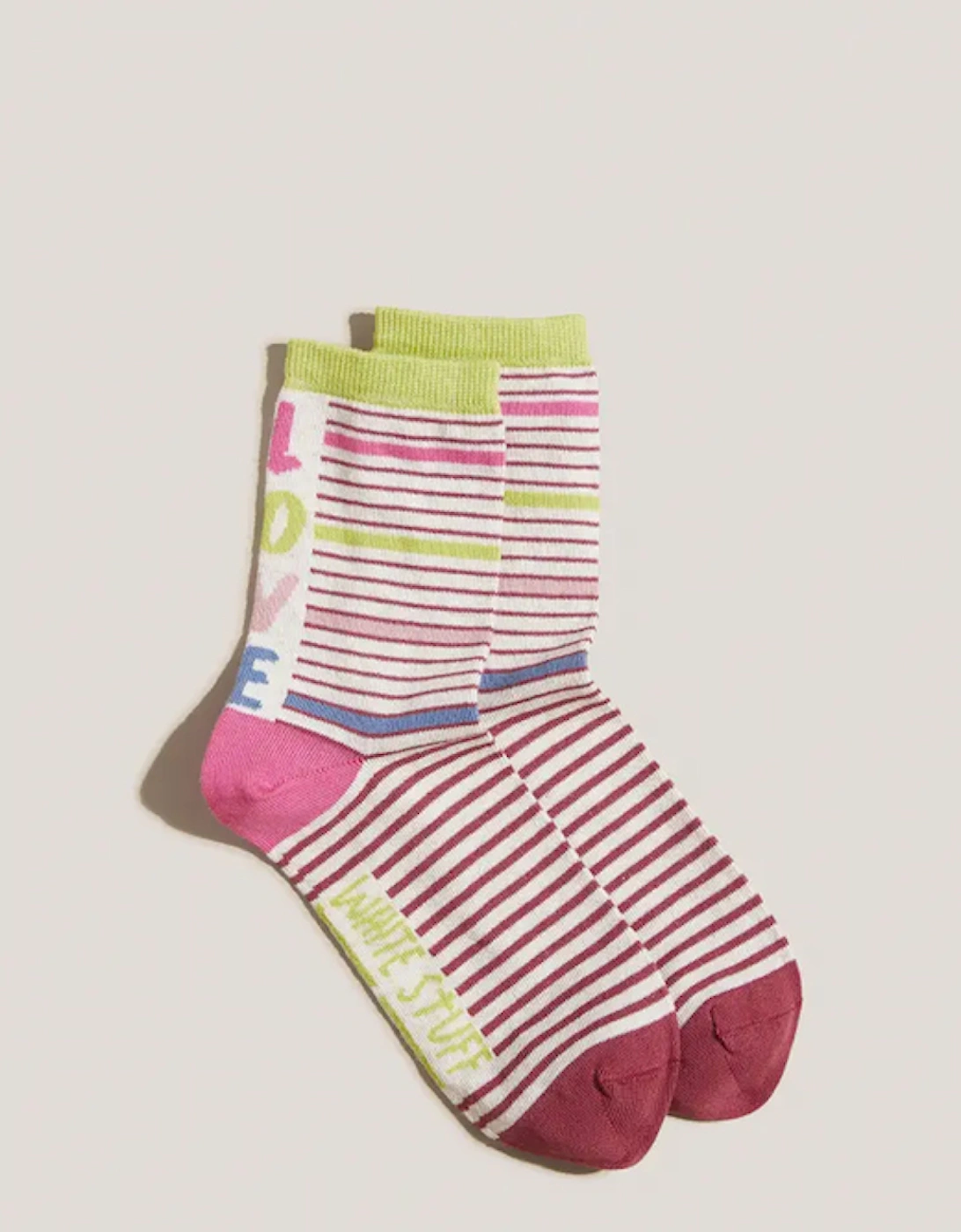 Women's Love Stripe Sock Pink Multi, 3 of 2