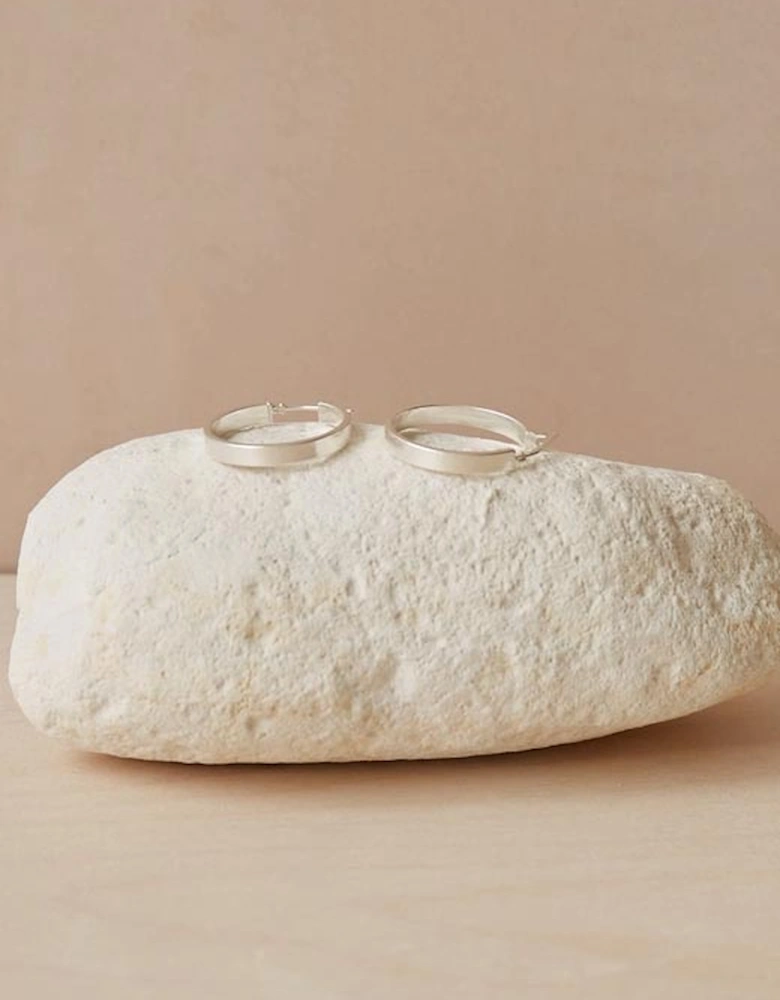 Big Flat Hoop Earrings Sterling Silver