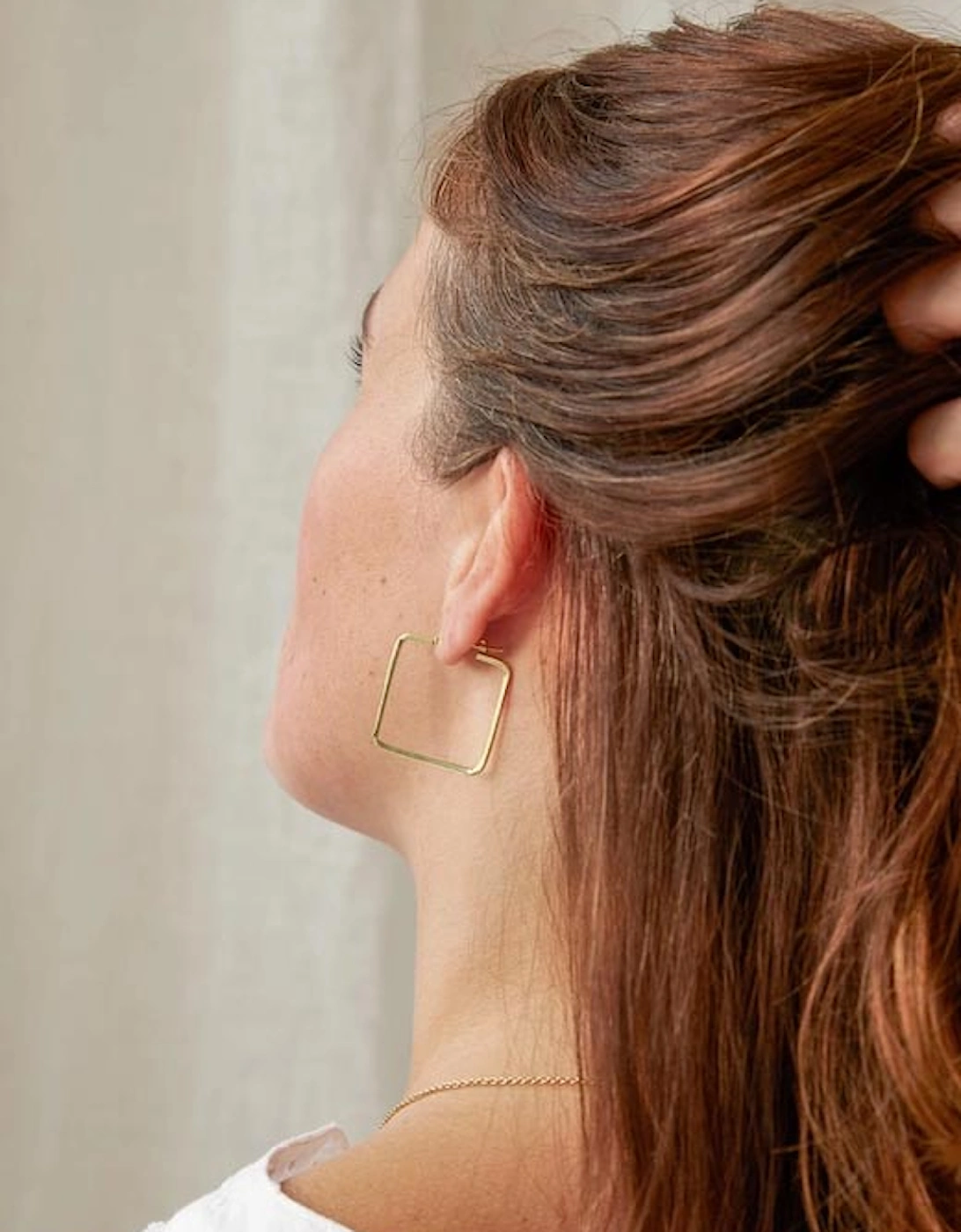 Hoop Earrings Large Square Gold Plated