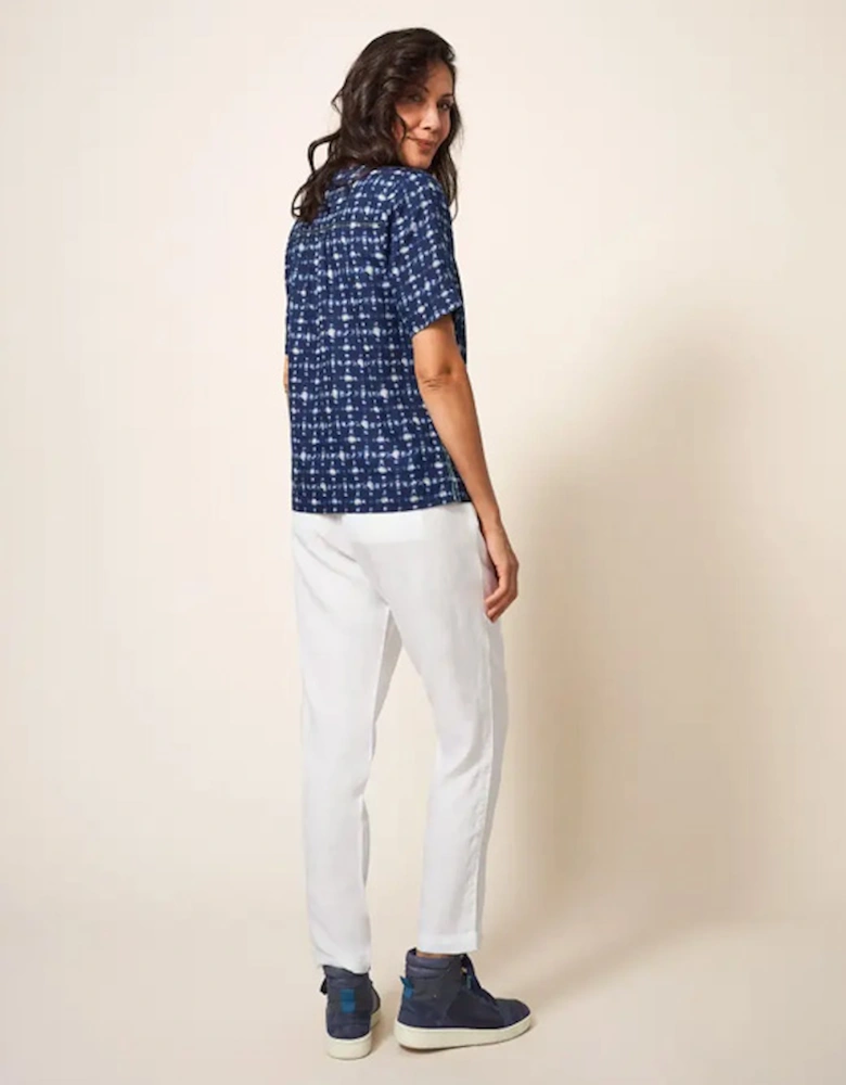 Women's June Linen Top Navy Multi