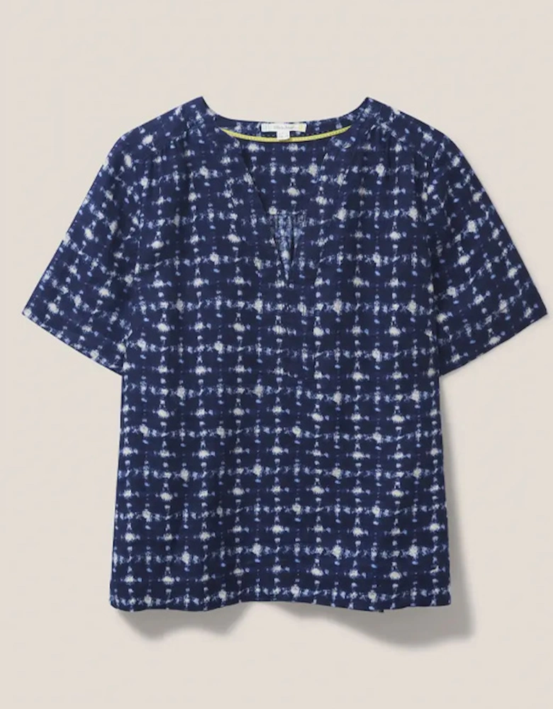 Women's June Linen Top Navy Multi