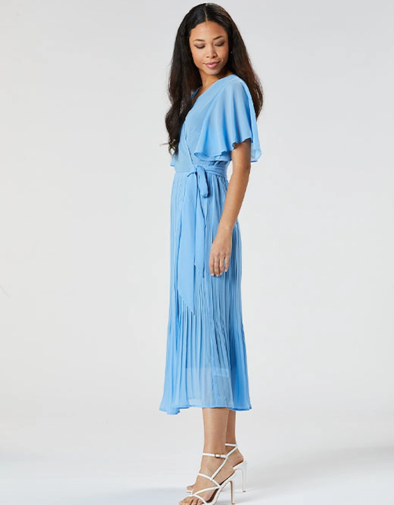 Women's Zelda Long Pleated Wrap Dress Blue