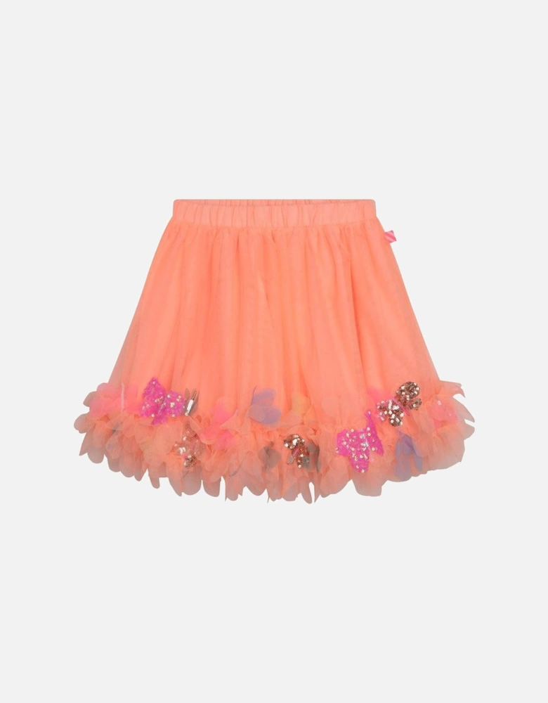 Girls Orange Tulle Butterfly Skirt