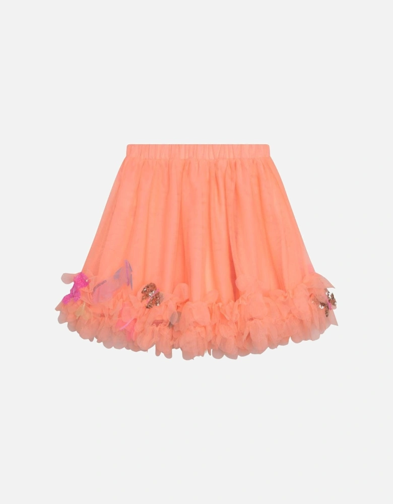 Girls Orange Tulle Butterfly Skirt