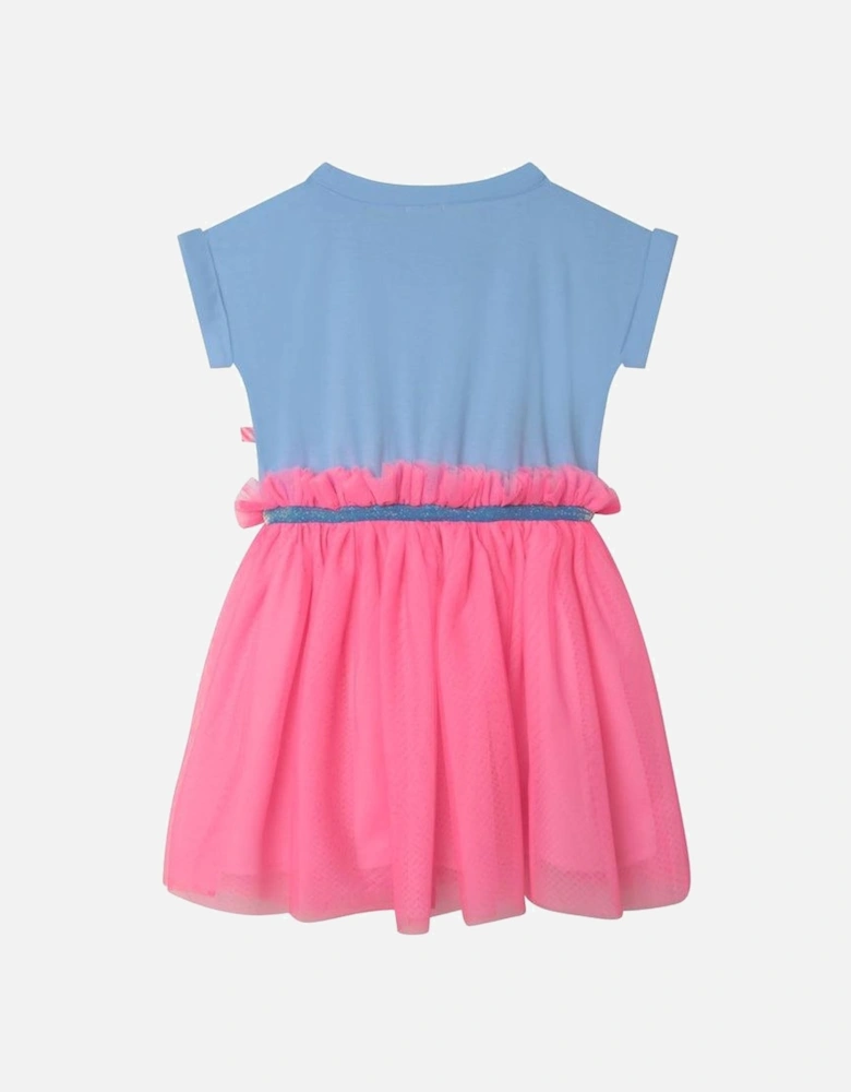 Girls Blue & Pink Good Vibes Tulle Dress