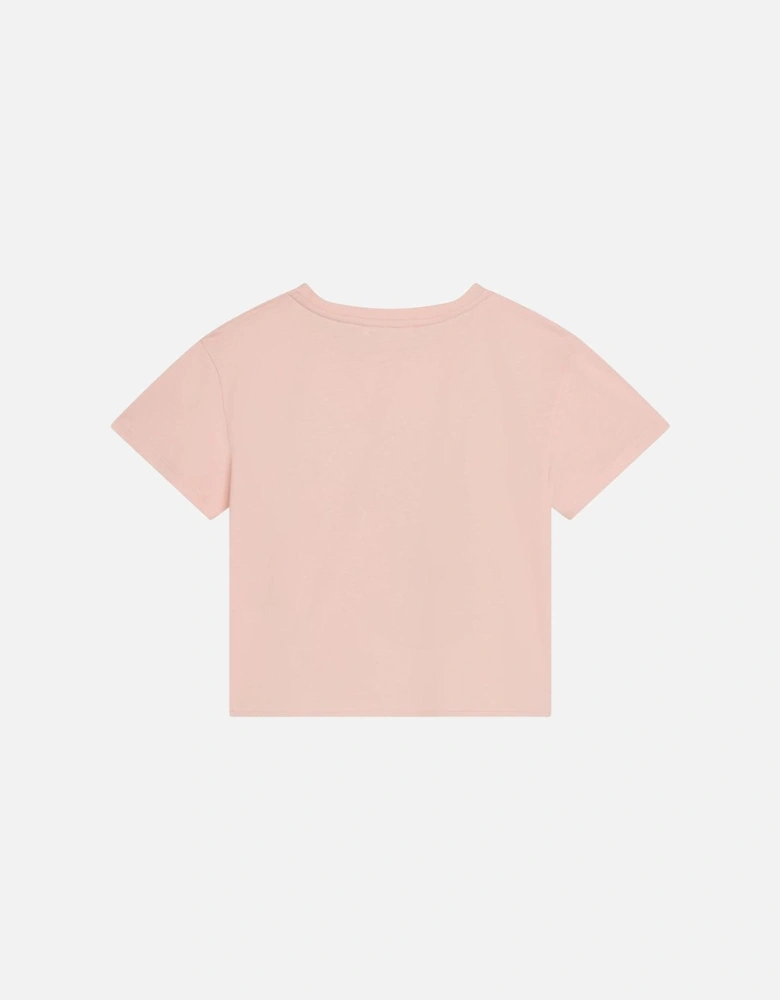 Girls Peach Ribbon Logo T-Shirt