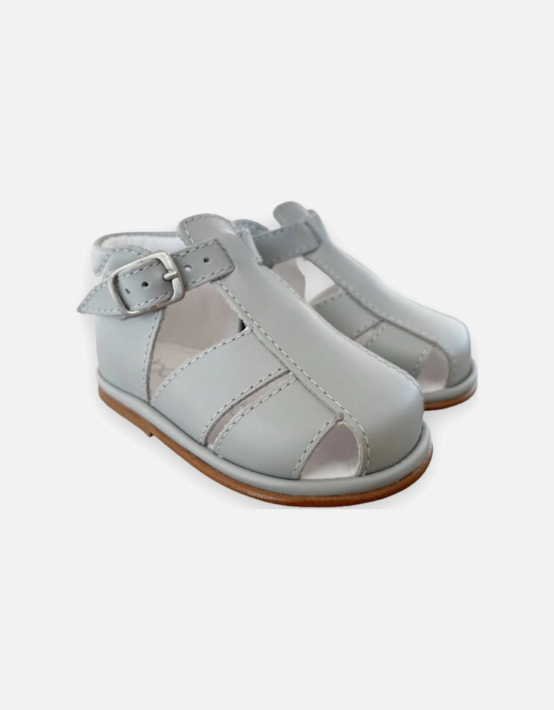 Grey Leather Guy Caged Sandals